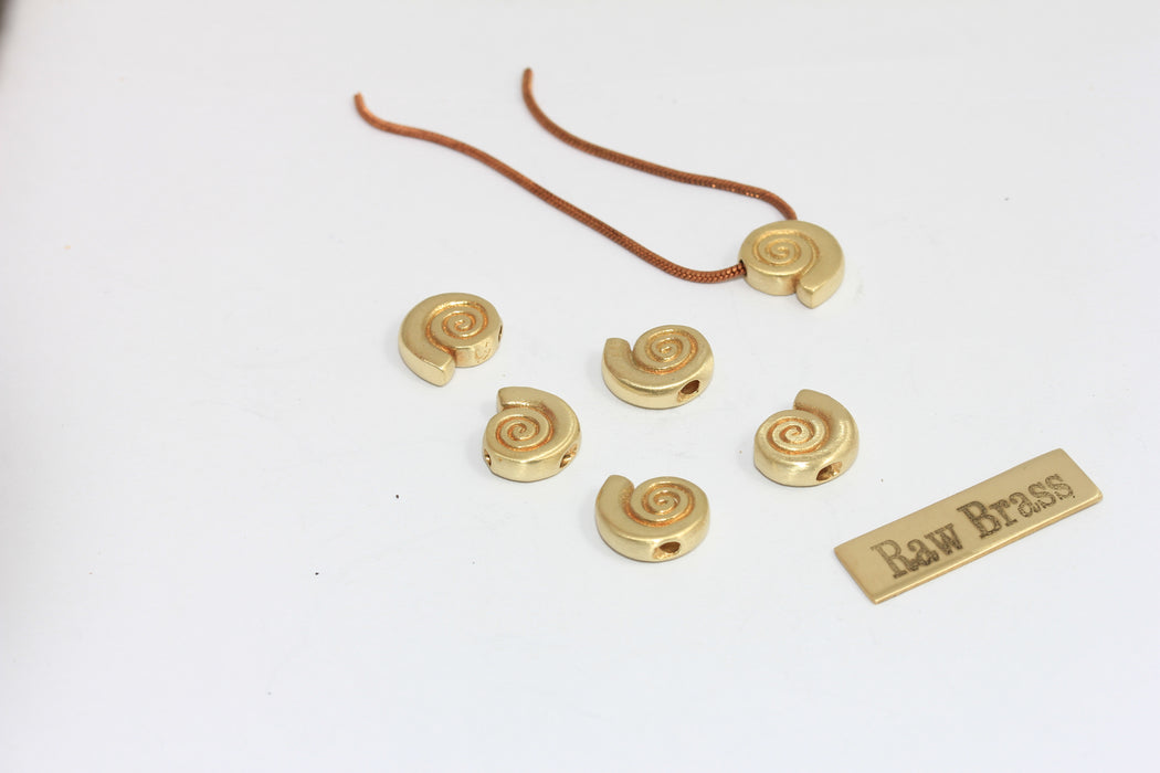 9x11mm Raw Brass Sea Shell Charm, Center Hole Mini Seashell Charm, Shell Bracelet Pendant, Raw Brass Findings, ZPR385