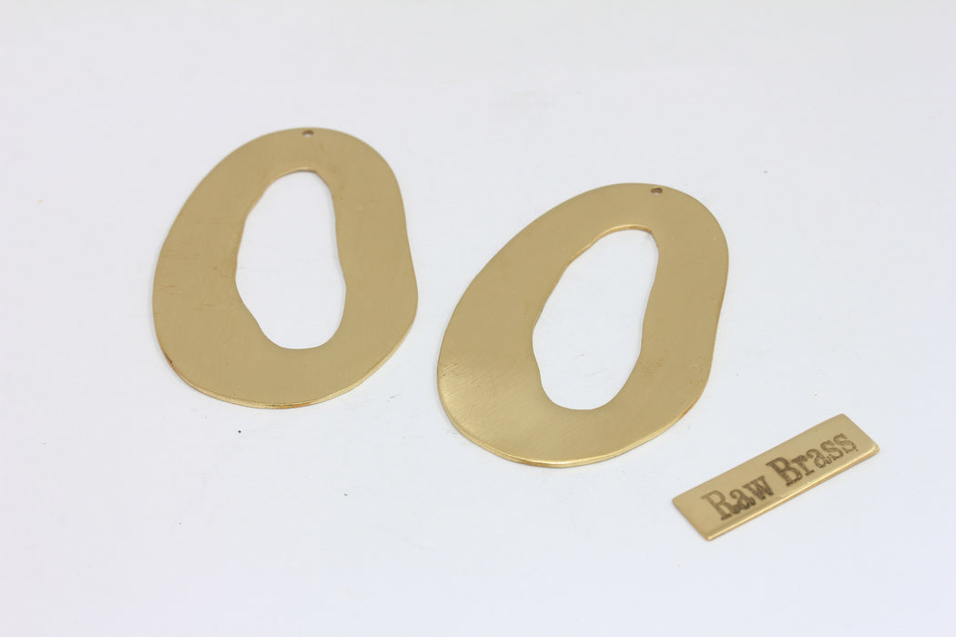 31x52mm Raw Brass Oval Ring Connector, Flat Oval Charms, Irregular Oval Connectors, Raw Brass Findings, ZPR387