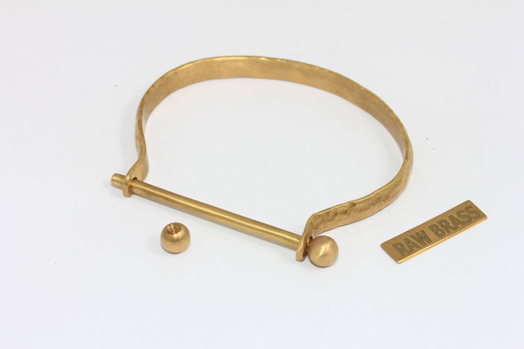 6,5mm Raw Brass Hammered Cuff Bracelet, Opening Screw Clasp Bangle, ZRCN889