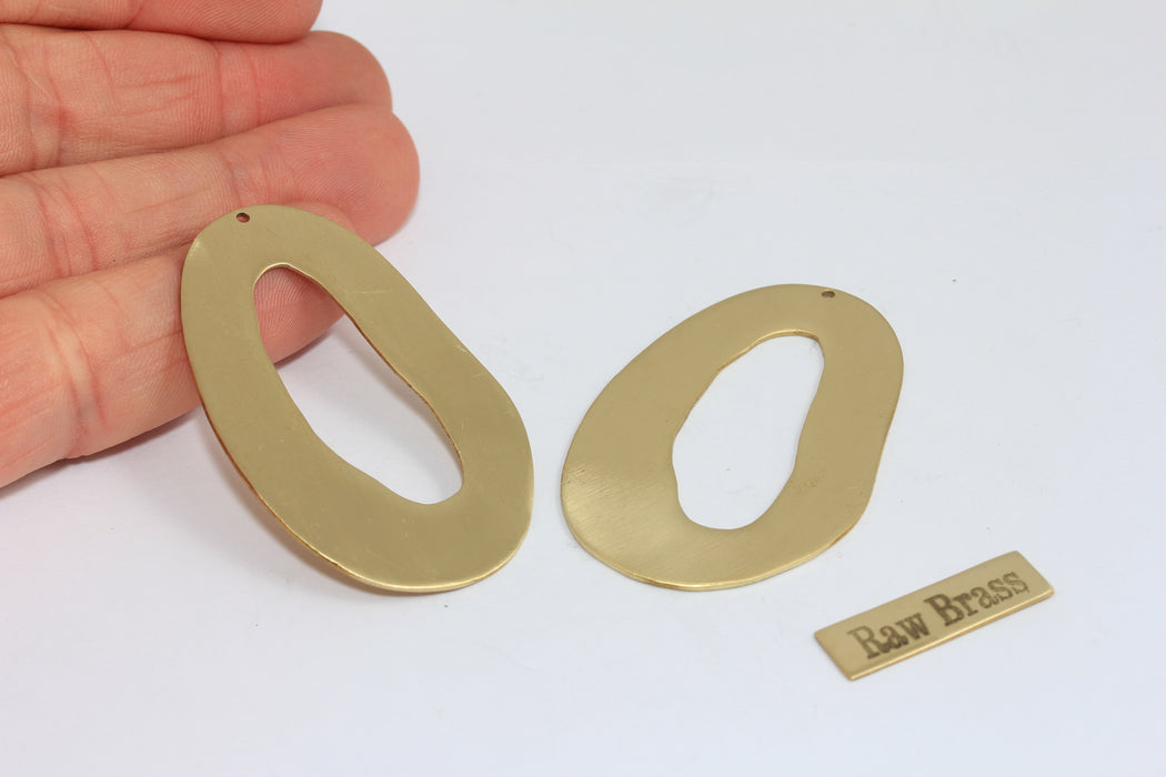 31x52mm Raw Brass Oval Ring Connector, Flat Oval Charms, Irregular Oval Connectors, Raw Brass Findings, ZPR387