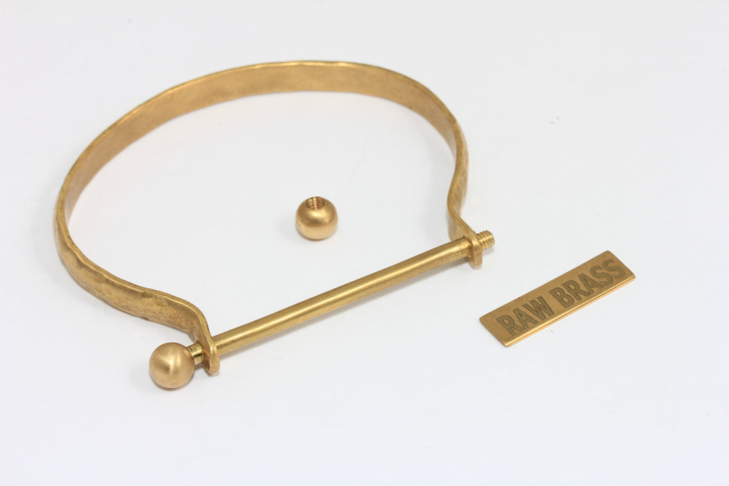 6,5mm Raw Brass Hammered Cuff Bracelet, Opening Screw Clasp Bangle, ZRCN889