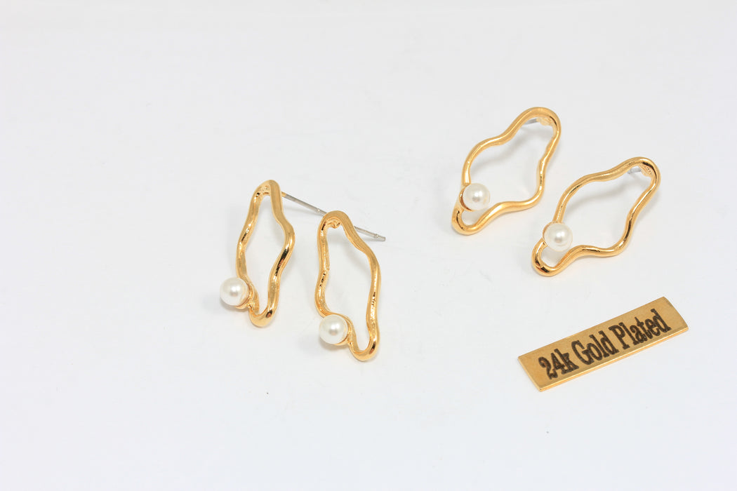 Orecchini di perle dorate lucide da 11 mm, orecchini a bottone con conchiglia rotonda, XP481