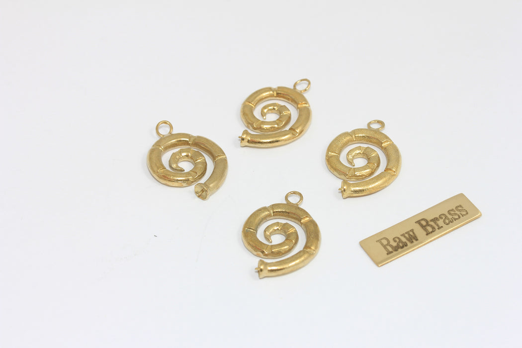 Ciondolo a forma di conchiglia in ottone grezzo da 28x29 mm, ciondolo per collana di conchiglie, ROSE262