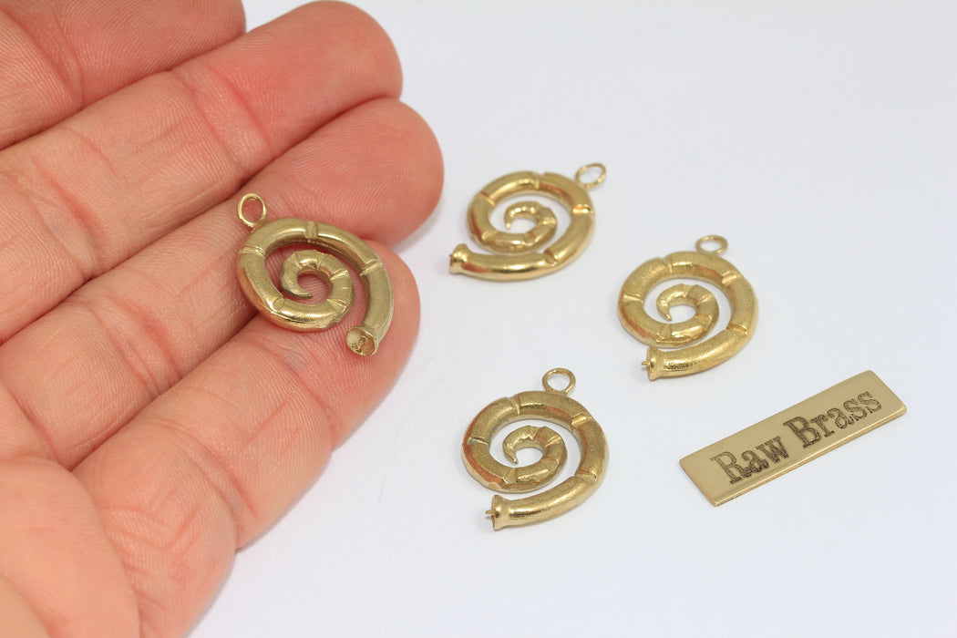 Ciondolo a forma di conchiglia in ottone grezzo da 28x29 mm, ciondolo per collana di conchiglie, ROSE262