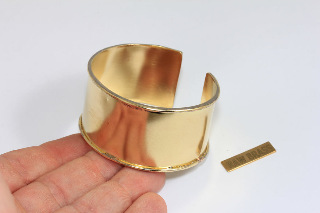 Raw Brass Cuff Bracelet, Inner 27mm Inlay Bangle, DIY Findings, TVF64A3