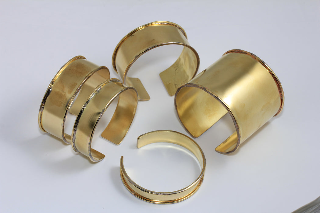 Raw Brass Cuff Bracelet, Optional Size Inlay Bangle, DIY Findings, TVF64