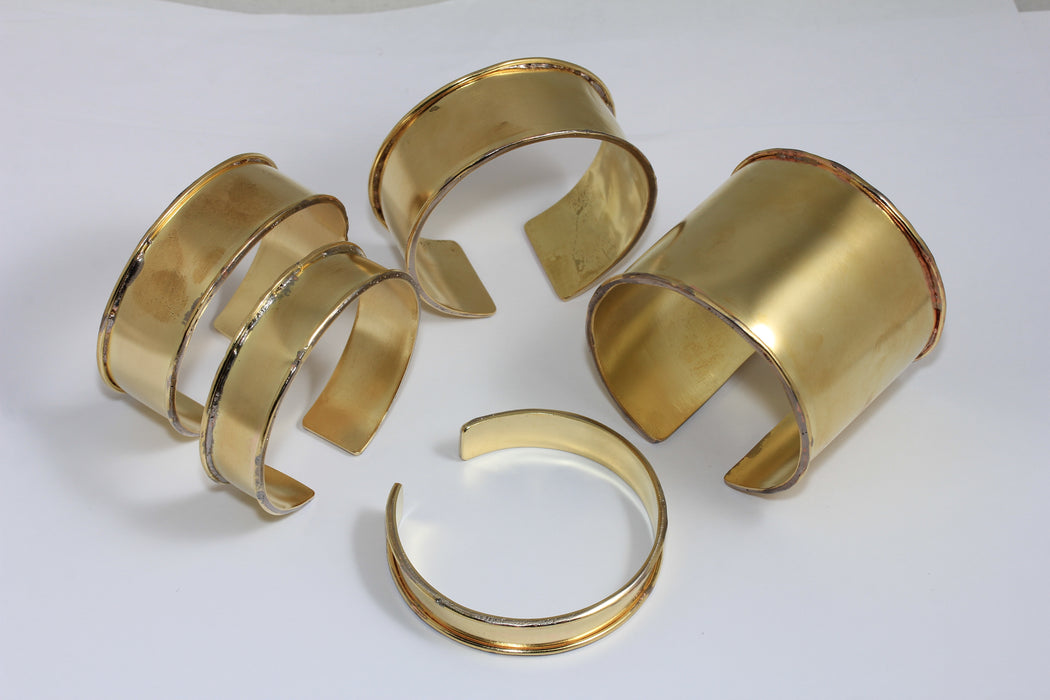 Raw Brass Cuff Bracelet, Optional Size Inlay Bangle, DIY Findings, TVF64