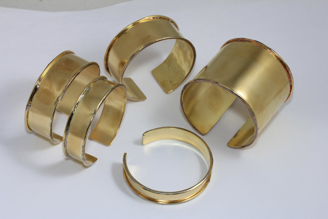 Raw Brass Cuff Bracelet, Optional Size Inlay Bangle, DIY Findings, TVF64