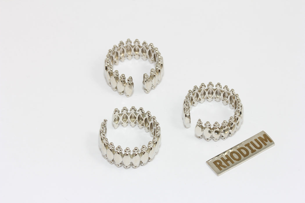 16-17mm Rhodium Plated Rings, Adjustable Ring Settings,  XP107