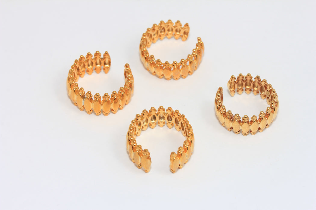 16-17mm 24k Shiny Gold Rings, Adjustable Ring Settings, XP112