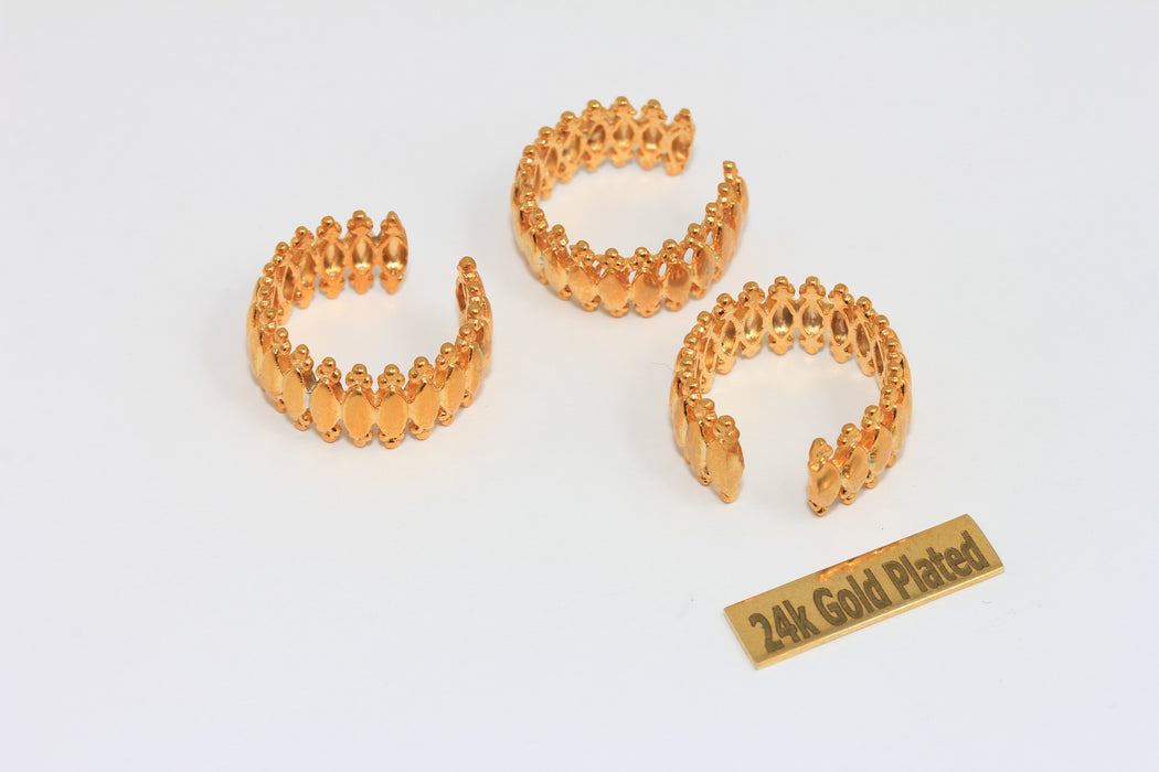 16-17mm 24k Shiny Gold Rings, Adjustable Ring Settings, XP112