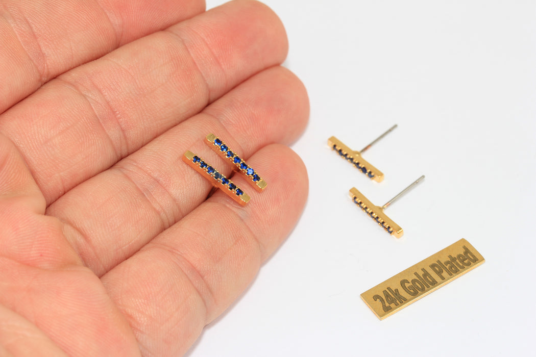 15 mm 24 Ayar Parlak Altın Çubuk Küpeler, Mikro Döşeme Küpeler, XP215