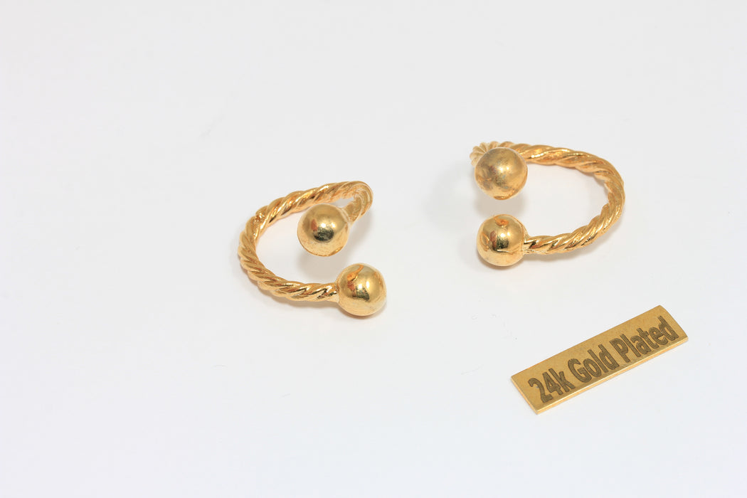 17-19mm 24k Shiny Gold Ball Ring, Open Braided Minimalist Ring, XP149