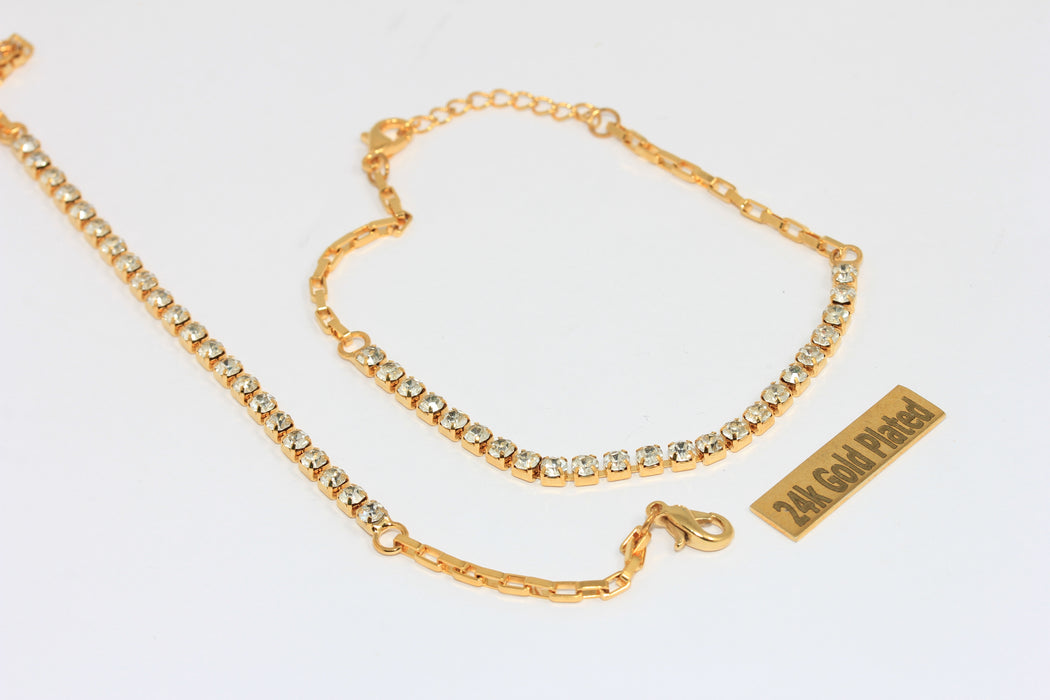 7'' 24k Shiny Gold Tennis Bracelet, Cubic Zirconia Tennis Bracelet, XP232