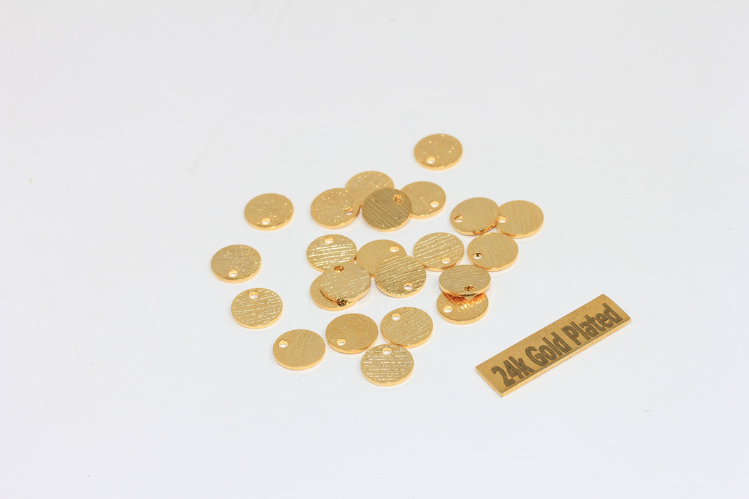 8mm 24k Shiny Gold Coins, Textured Coin Charms, Round Disc, XP69