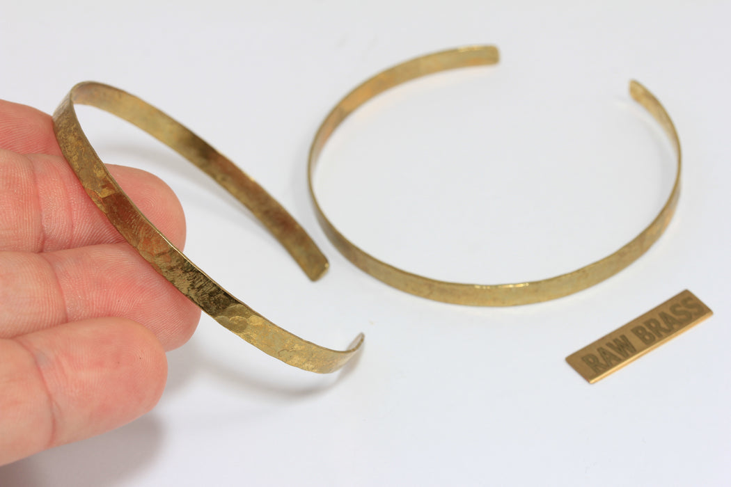 47mm Raw Brass Bracelet Bangle, Hammered Bracelet Cuff, Domed Bracelet, TVF22A