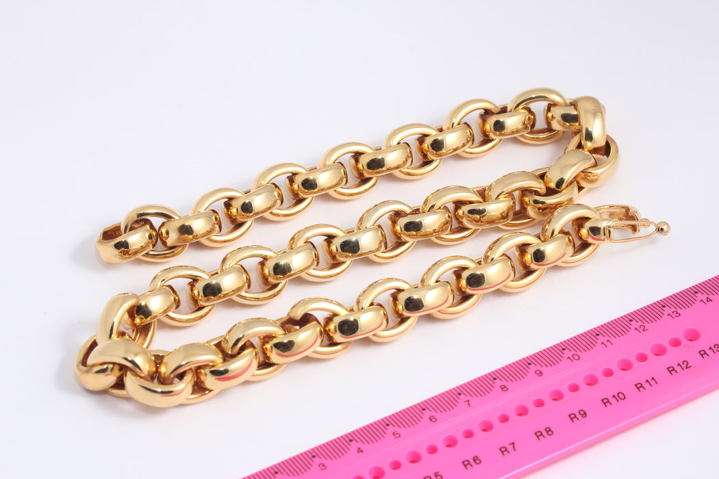 19'' 24k Shiny Gold Rolo Necklace, Paperclip Link Necklace, Rolo Chain, Oval Chain, Adjustable Gold Necklace, Gold Plated Chain, BLK11
