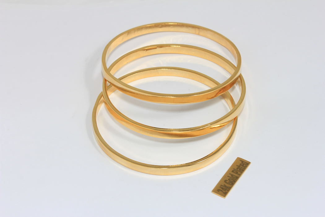Bracciale in oro lucido 24k da 6 mm, bracciale piatto, braccialetti a polsino chiuso, CHK287