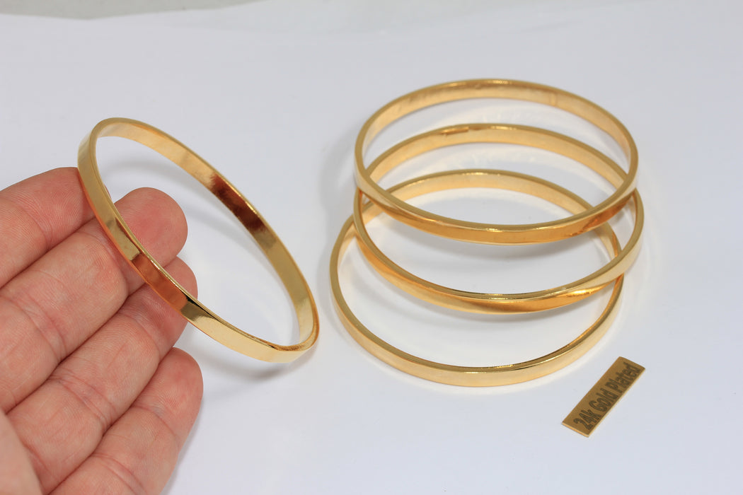 Bracciale in oro lucido 24k da 6 mm, bracciale piatto, braccialetti a polsino chiuso, CHK287
