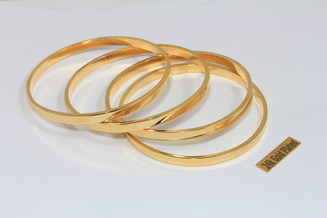 Bracciale in oro lucido 24k da 6 mm, bracciale piatto, braccialetti a polsino chiuso, CHK287