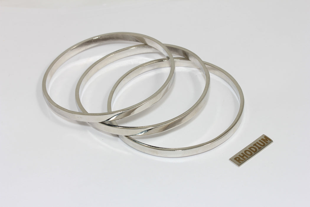 5mm Rhodium Plated Flat Bracelet Bangle, Stacking Bracelets, Simple Bracelet, ZRCN879