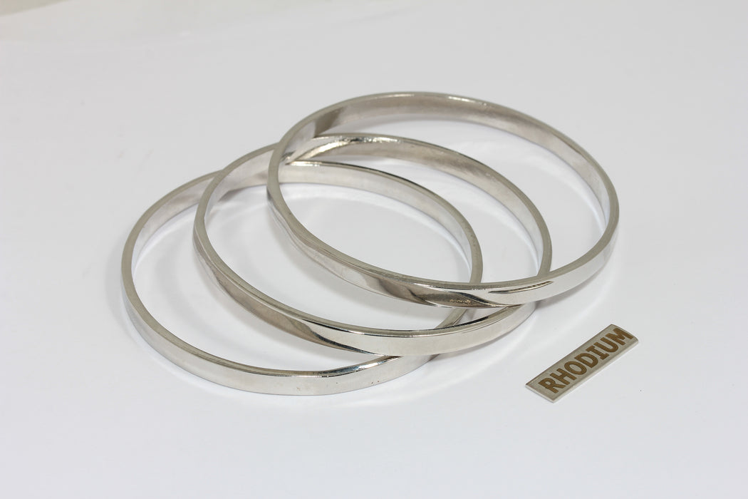 5mm Rhodium Plated Flat Bracelet Bangle, Stacking Bracelets, Simple Bracelet, ZRCN879