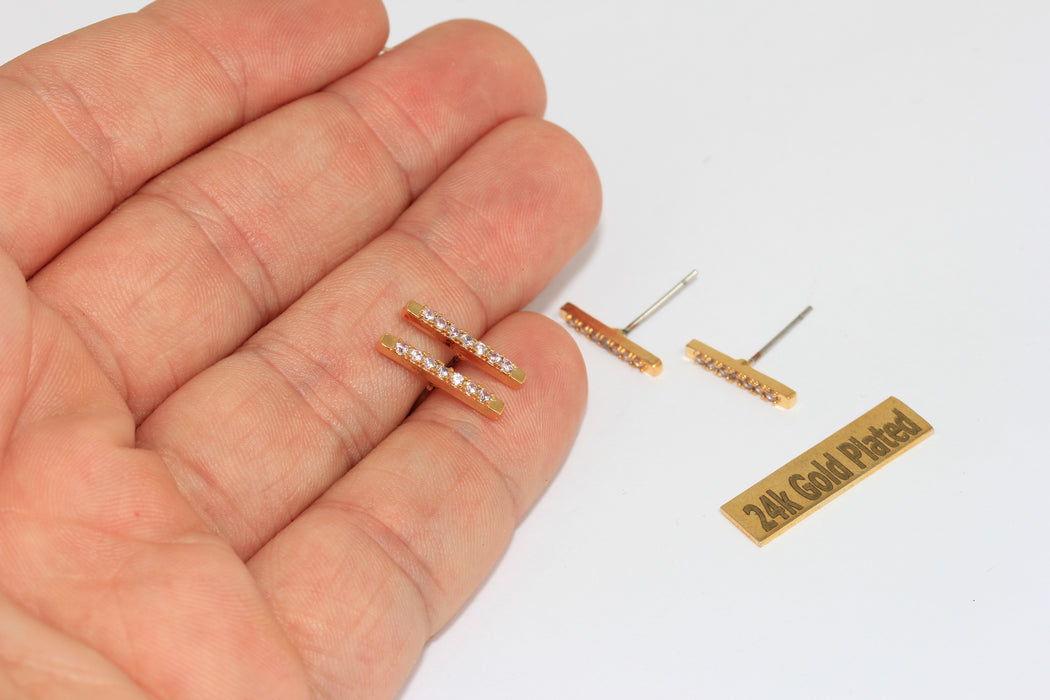 15 mm 24 Ayar Parlak Altın Külçe Küpeler, Mikro Döşeme Küpeleri, XP220