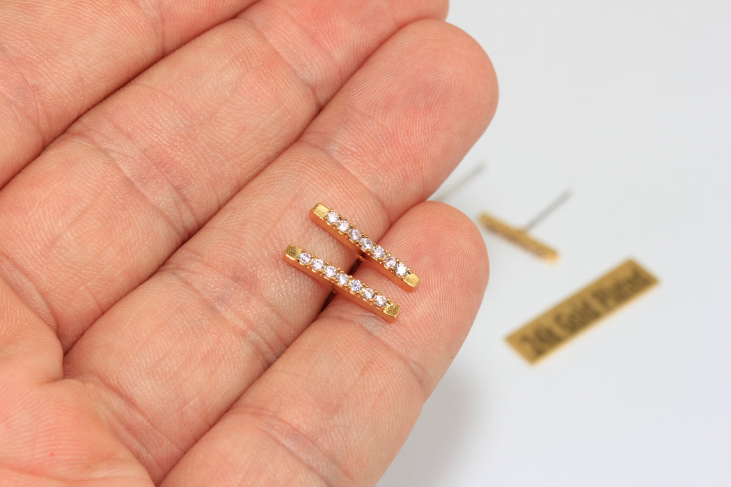 15 mm 24 Ayar Parlak Altın Külçe Küpeler, Mikro Döşeme Küpeleri, XP220