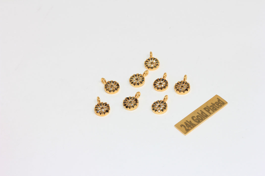 7x10mm 24 ayar Parlak Altın Nazar Boncuğu, Mikro Döşeme Nazar Boncuğu, Damla, XP242