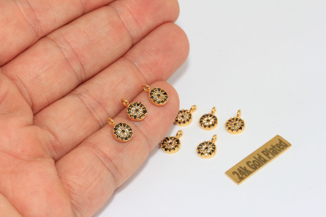 7x10mm 24 ayar Parlak Altın Nazar Boncuğu, Mikro Döşeme Nazar Boncuğu, Damla, XP242