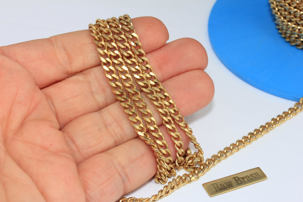 4,5x6mm Ham Pirinç Yüzlü Zincir, Bordür Zinciri, Yüzlü Bordür THE170