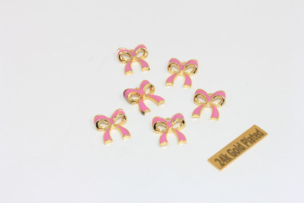 12x13mm 24k Shiny Gold Bow Tie Charms, Mini Enamel Bow Tie Bracelet Charms, ZRCN883