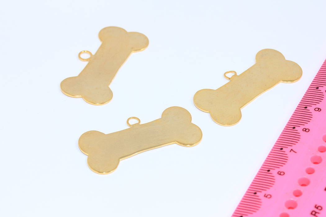 18x39mm 24k Shiny Gold Dog Bone For Pet Lover Gift, Puppy Bone Charms, AG96