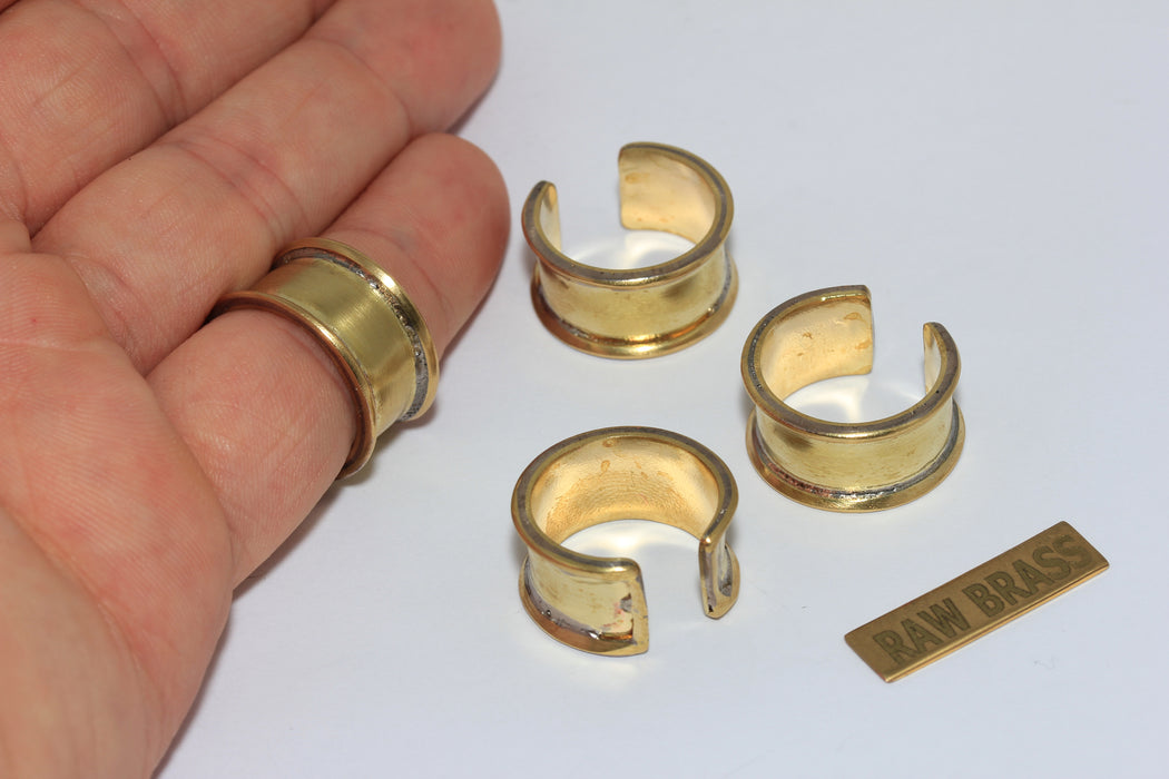 17-18mm Raw Brass Inlay Ring Setting, 7,8mm Channel Ring Settings, Ring Base, ROSE75