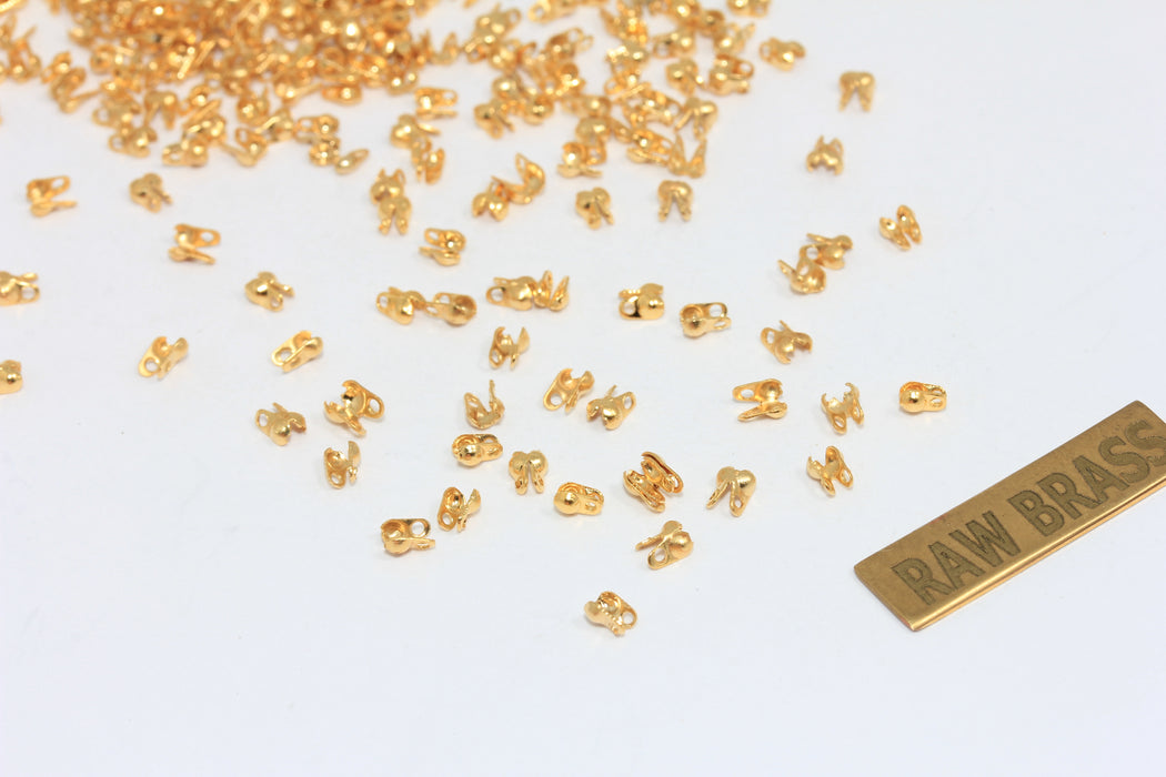 Raw Brass Ball Chain Crimps, Fits 1mm and 1,2mm, Chain Connector, Ball, CHK562