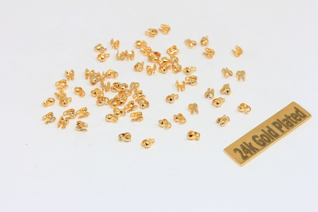 24k Shiny Gold Ball Chain Crimps, Fits 1-1,2mm Ball Chain, BRT229