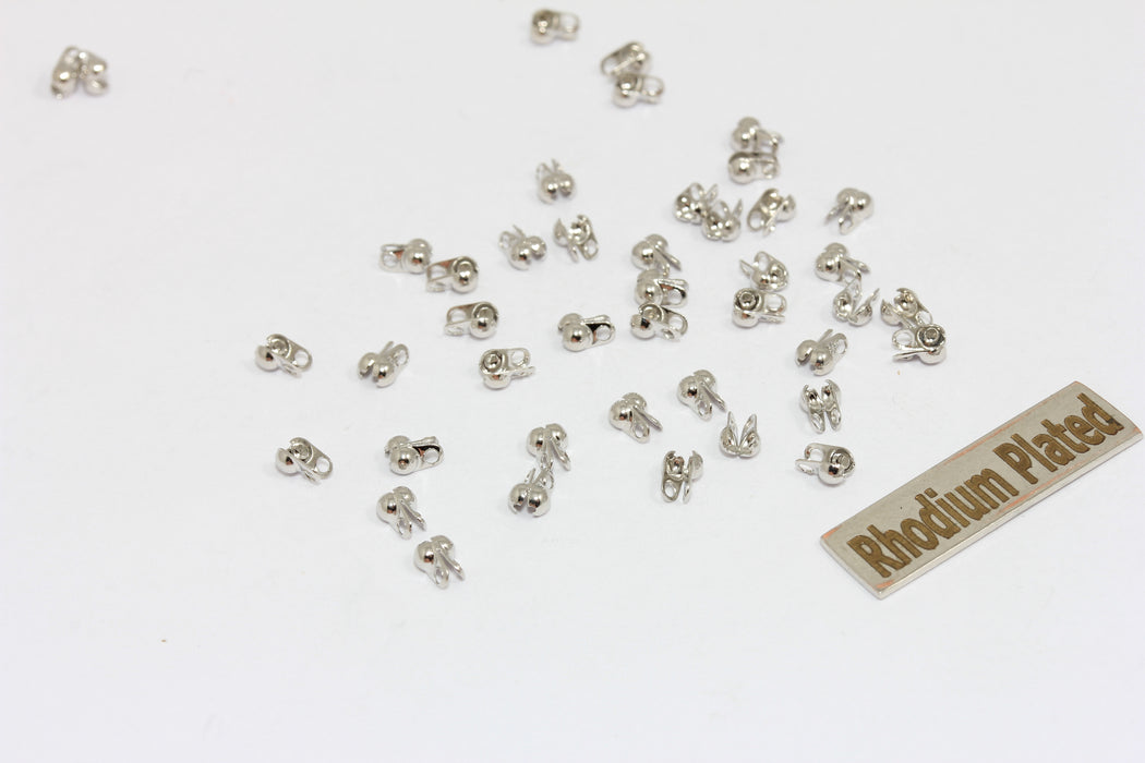 Rodyum Kaplama Kıvrımlı Boncuklar, 1 mm Bilyalı Zincire Uygun, Zincir Kapatmalı, CR70