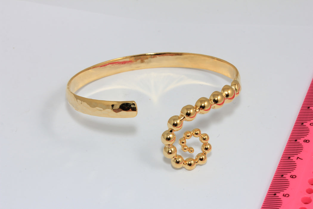 Bracciale in filo tondo oro lucido 24k da 25 mm, bracciale triplo aperto, BXB298-3