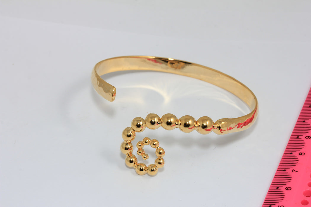 Bracciale in filo tondo oro lucido 24k da 25 mm, bracciale triplo aperto, BXB298-3