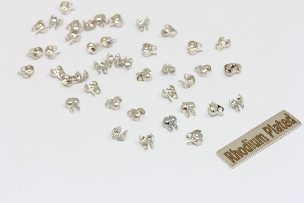 Rodyum Kaplama Kıvrımlı Boncuklar, 1,5 mm Bilyalı Zincir, Zincir Kapatmalarına Uygun, CR22