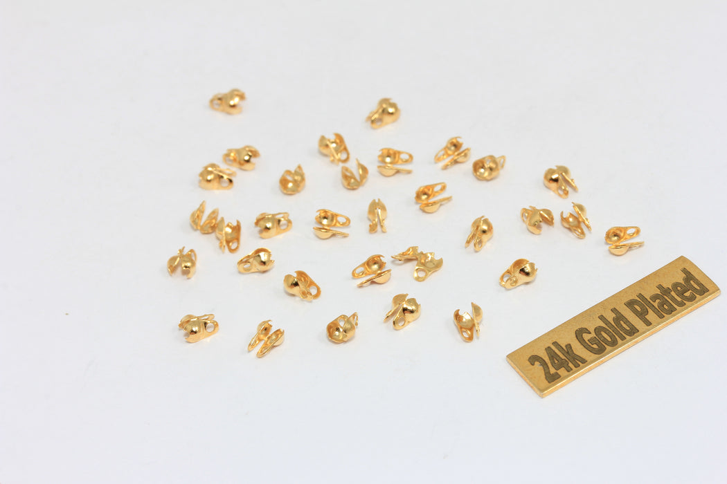 24k Shiny Gold Ball Chain Crimps, Fits 1,8mm Chain, Chain Connector, Ball Chain Clasp, Bead Tips, Cord Tips, ZRCN902
