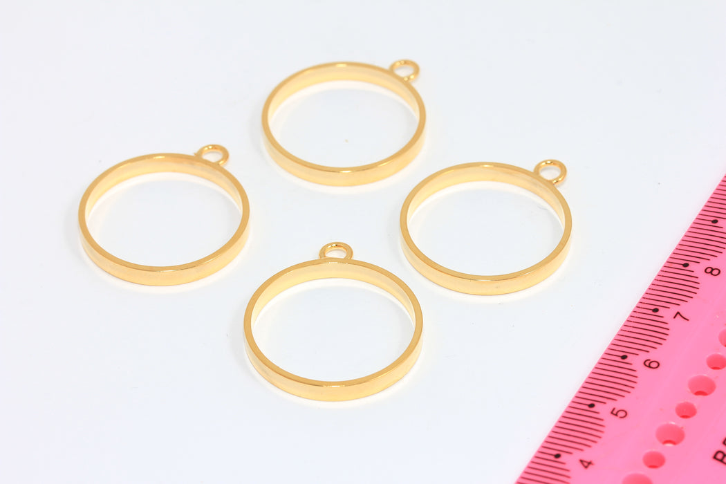 25x30mm 24k Shiny Gold Frame Pendant, Open Back Charm, AG97