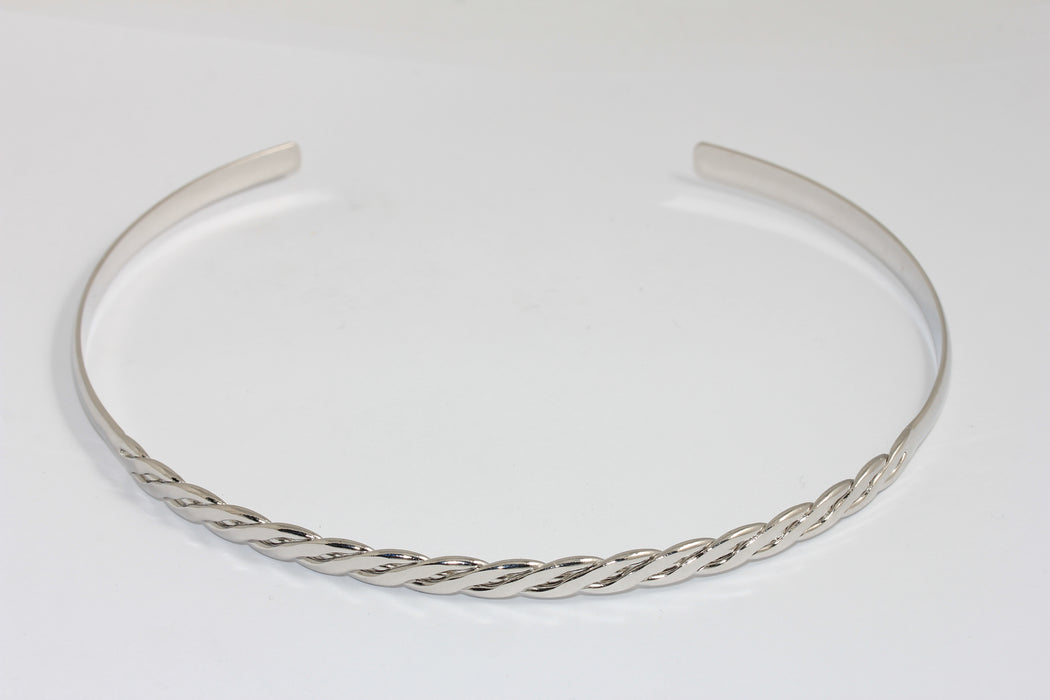 3 mm Rodyum Kaplama Gerdanlık, Tel Gerdanlık, Örgülü Tel Boyun Manşeti, BXB196-7