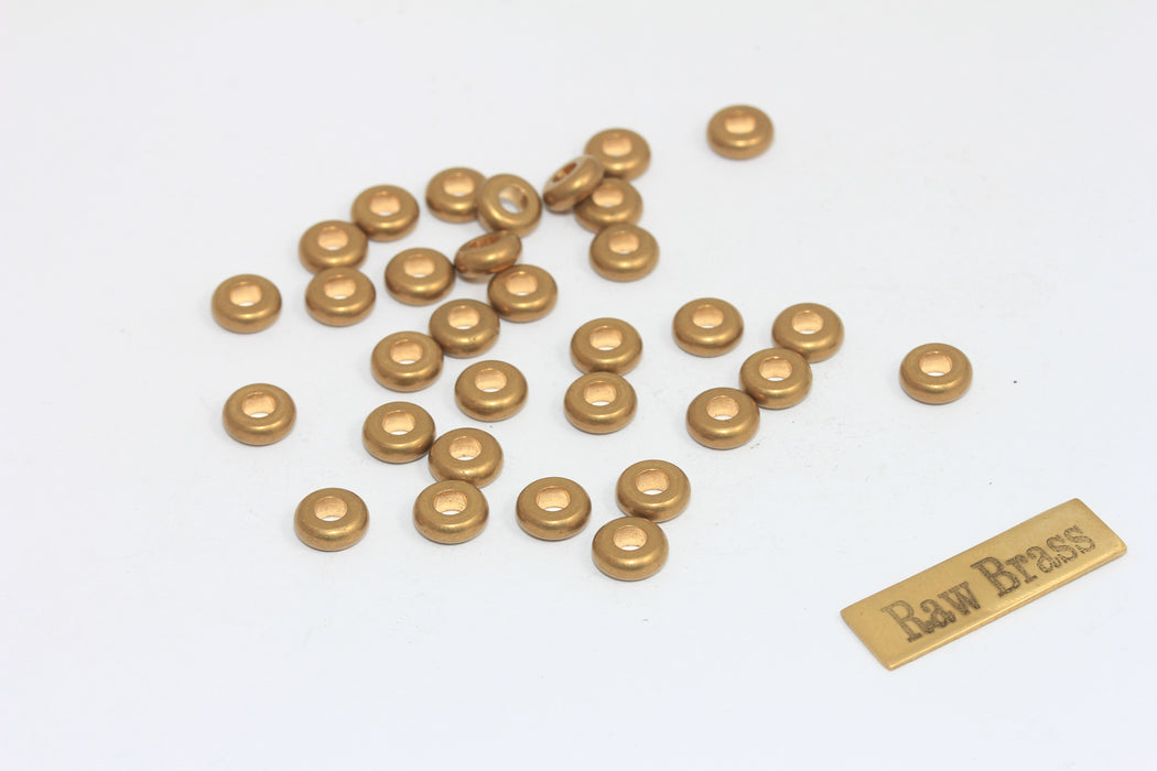 6,7mm Raw Brass Spacer Beads, Brass Spacers, Rondelle , KA77