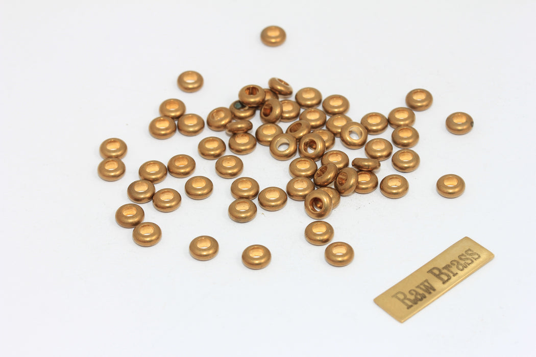 5,7mm Raw Brass Spacer Beads, Brass Spacers, Rondelle KA78
