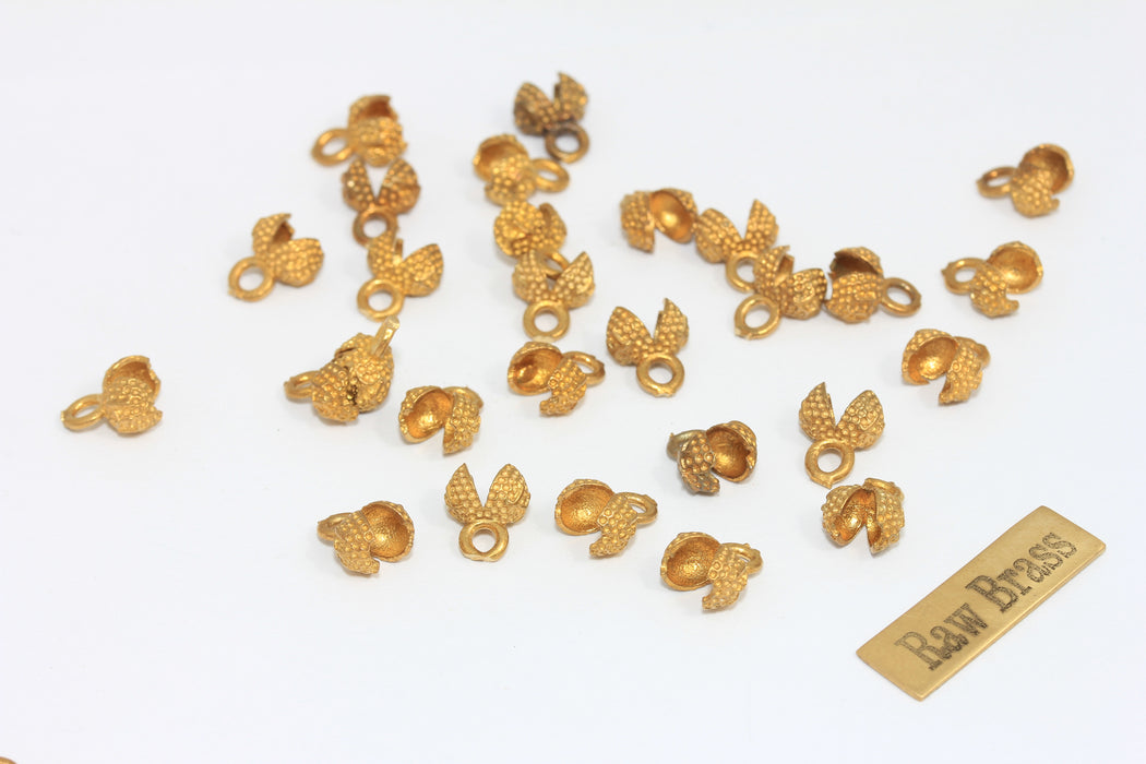 Ham Pirinç Kıvrımlı Uçlar, 2-3 mm'ye Uygun, Kablo Uçları, Midye Kabuğu Boncuk Ucu, Bilyalı Zincir Konnektörü, KA94