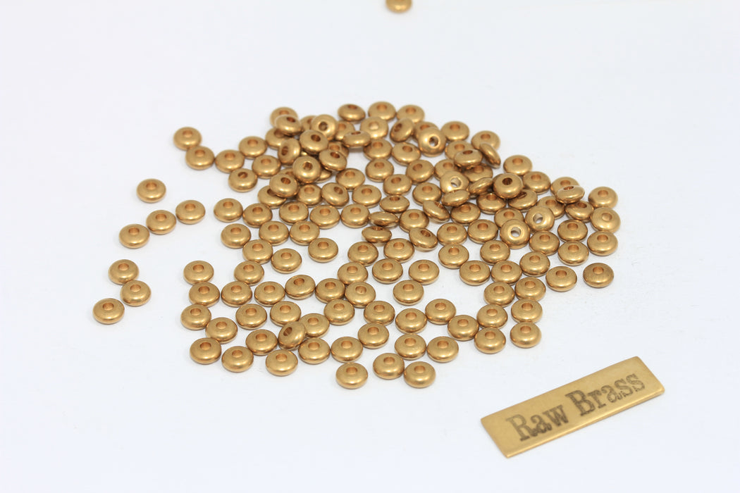 4,5 mm Ham Pirinç Ara Boncuklar, Metal Rondelle Boncuklar, KA15