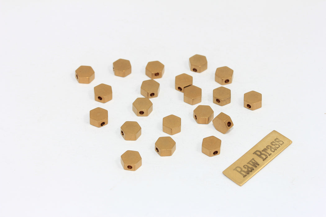 Perline esagonali in ottone grezzo da 6 mm, esagonali, perline per bracciale KA3