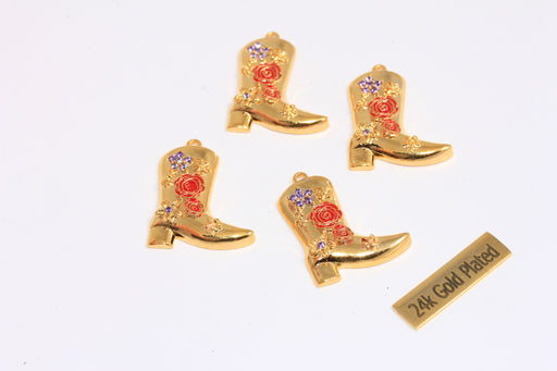 Shiny Gold CZ Boot Charms