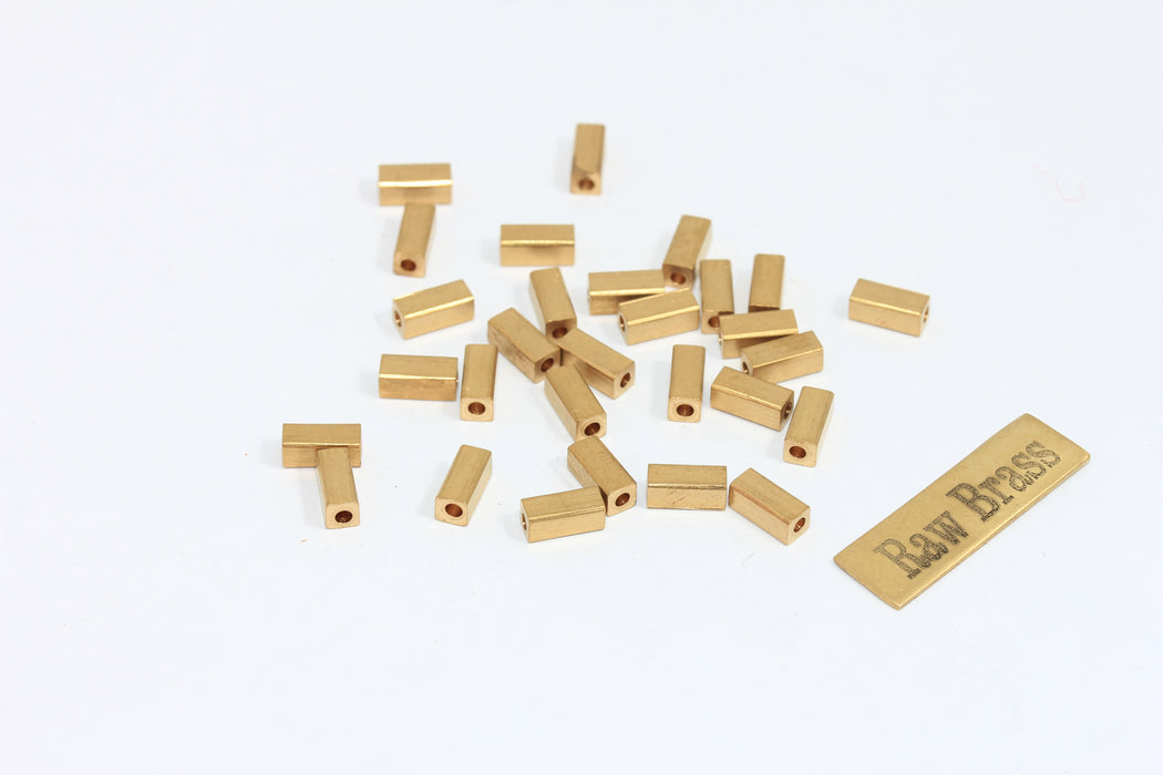 3x6mm Raw Brass Tube Beads, Square Tube Beads, Spacer  KA18
